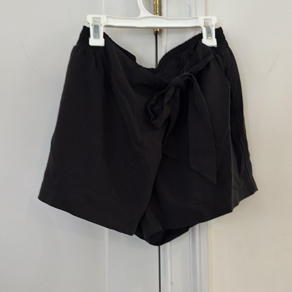 Ella Moss Black Faux Wrap Shorts with Tie
